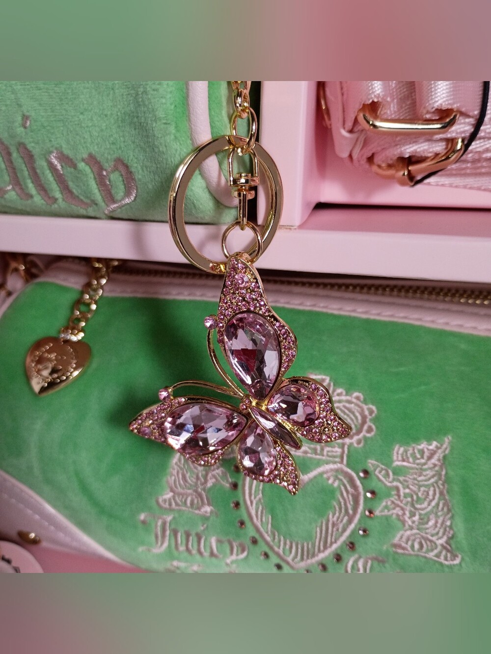 Juicy Couture Exclusive Heritage Green Velvet Chain-Handle Shoulder Bag Set - Picture 10 of 10